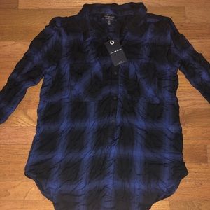 Lucky Brand Blue and Black plaid shirt